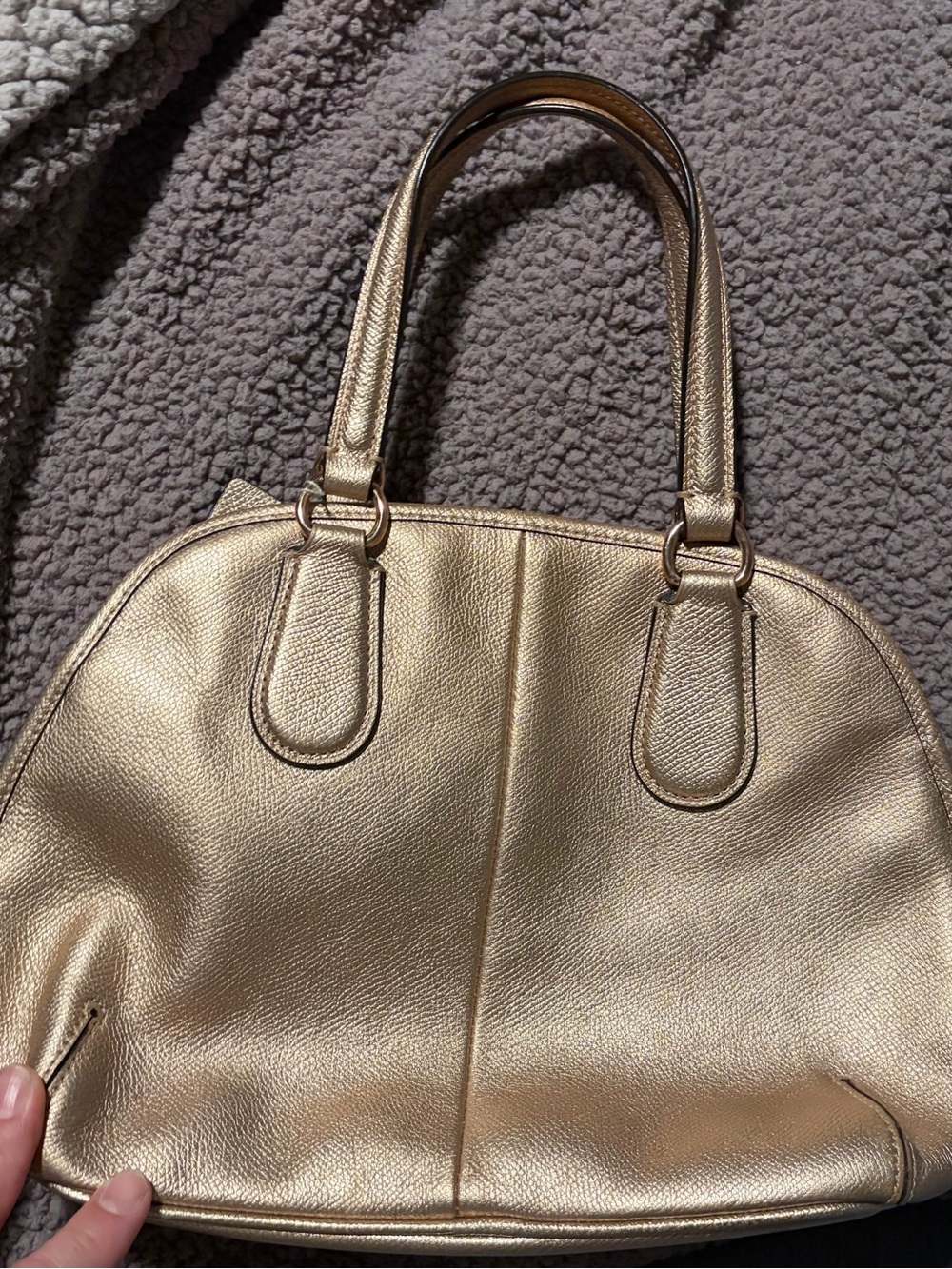 Coach Gold Leather Dome Satchel Handbag - Women's Bag - Picture 4 of 7